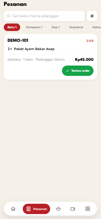 ABAJ Merchant: Incoming orders
